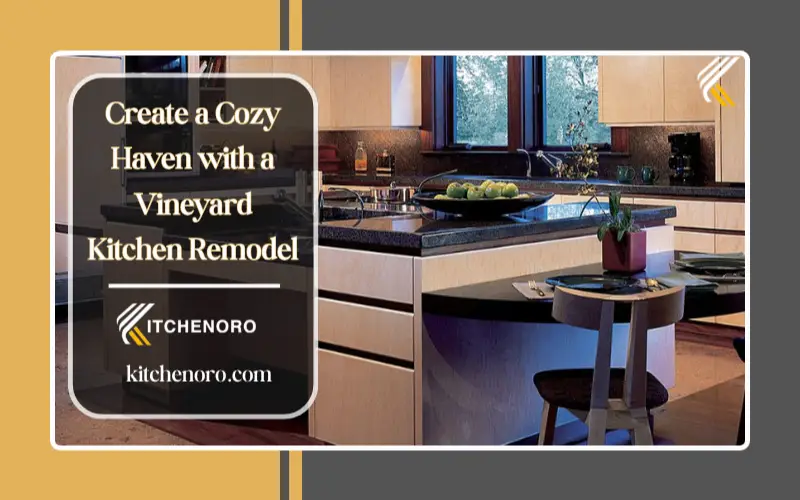 Farmhouse island in a vineyard kitchen remodel with built in wine storage and pendant lighting