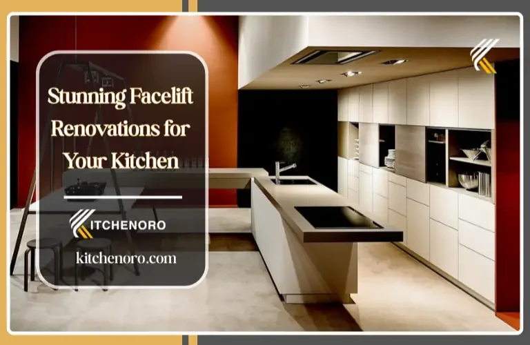 Facelift renovations kitchen with cabinet refacing, new quartz countertops and modern lighting upgrade