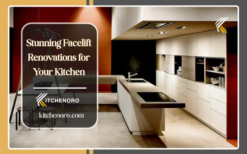 Facelift renovations kitchen with cabinet refacing, new quartz countertops and modern lighting upgrade