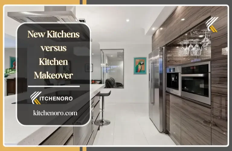new kitchen vs kitchen makeover comparison showing complete remodel and cosmetic kitchen refresh