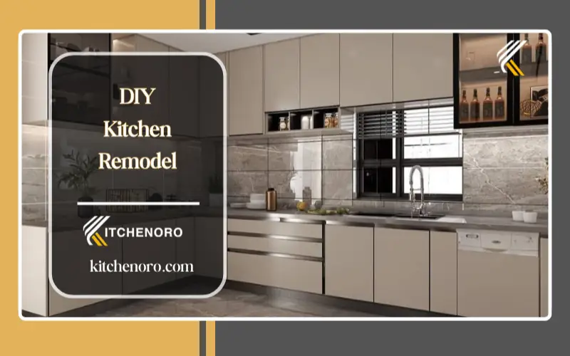 Installing luxury vinyl plank flooring during a DIY kitchen remodel