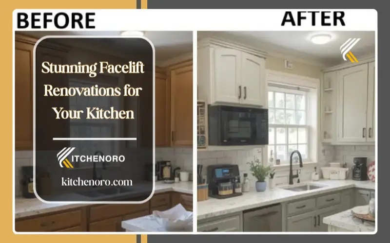 Cabinet refacing in a facelift renovations kitchen with new shaker doors and modern hardware