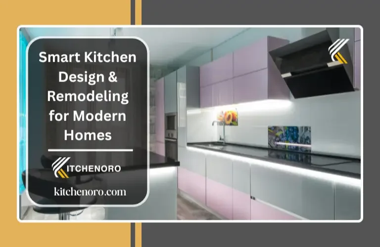 Smart kitchen design with connected appliances, voice-controlled lighting, modern cabinetry, and intelligent layout for a high-tech kitchen remodel