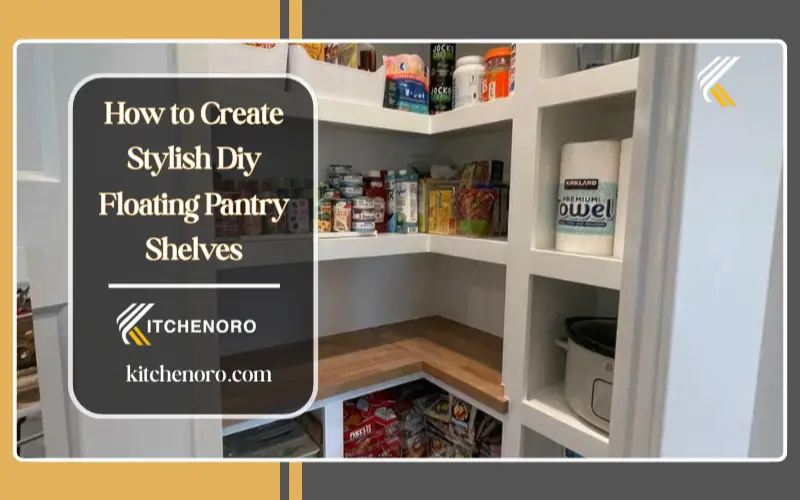 organized pantry with diy floating pantry shelves and storage baskets