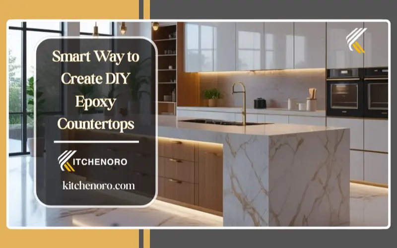 completed diy epoxy kitchen countertops with marble look finish