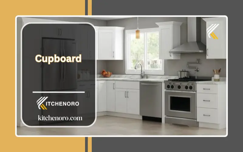 A cupboard is a piece of furniture used in kitchens, bathrooms, or bedrooms for storage.