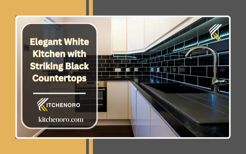 Modern black and white kitchen with sleek cabinets and quartz countertops
