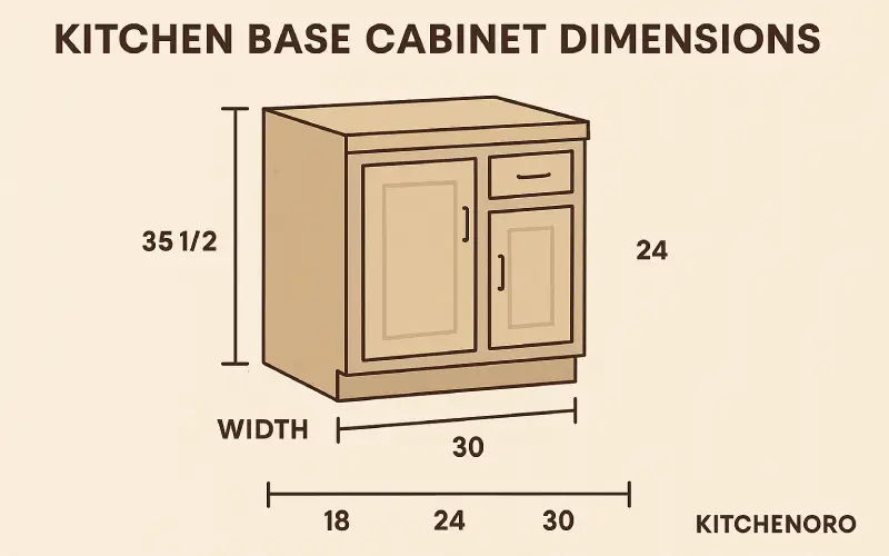Dimensions of the base cabinet in kitchen