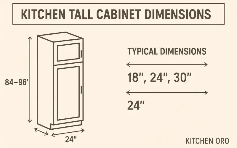 Dimensions of tall cabinets in the kitchen