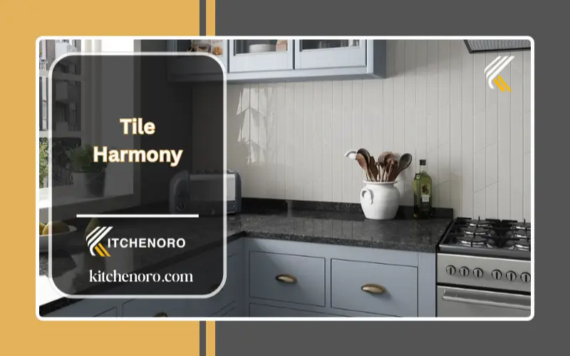 mix-and-match design that blends floor-to-ceiling timber cabinets with a tiled island serving as an anchoring centerpiece