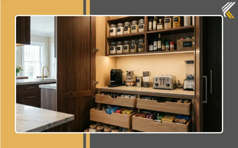 Hidden storage solutions in a custom luxury kitchen