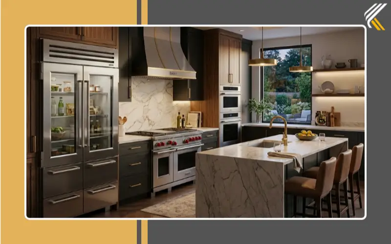 Professional-grade appliances in a luxury high-end kitchen design