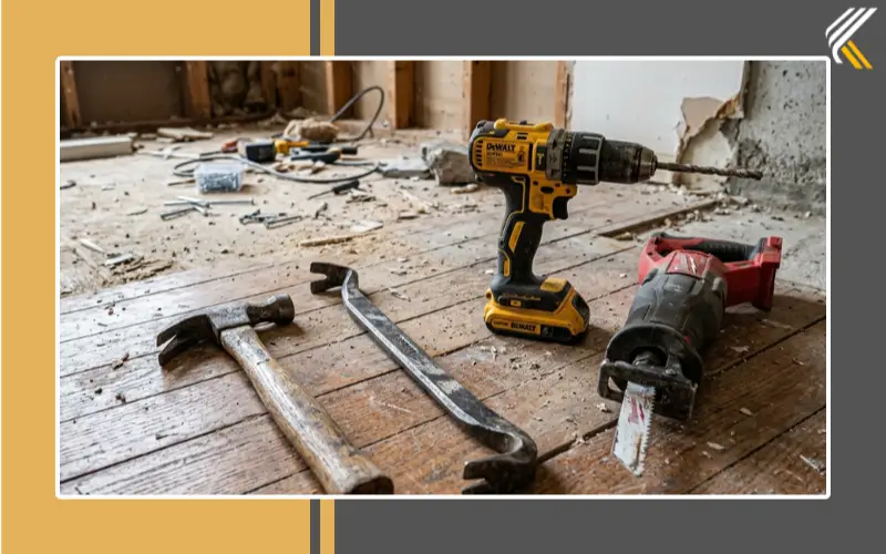 tools needed for DIY demolition hammer pry bar saw