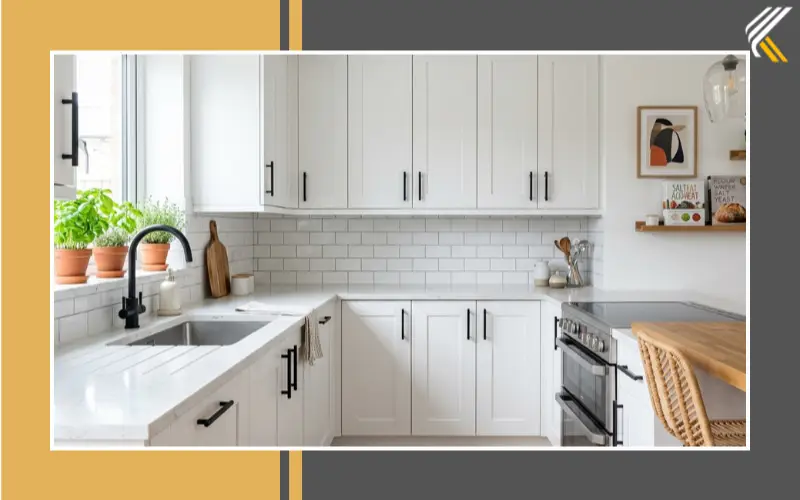 modern kitchen with freshly painted cabinets DIY cabinet painting result