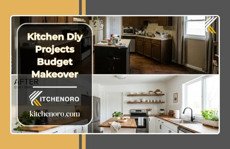 Kitchen DIY projects budget makeover with painted cabinets and modern lighting