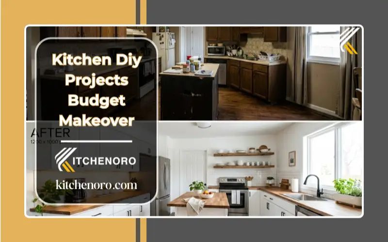 Kitchen DIY projects budget makeover with painted cabinets and modern lighting