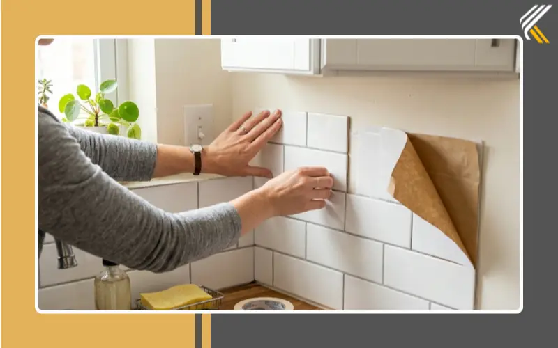 Peel and stick backsplash renter friendly kitchen DIY project