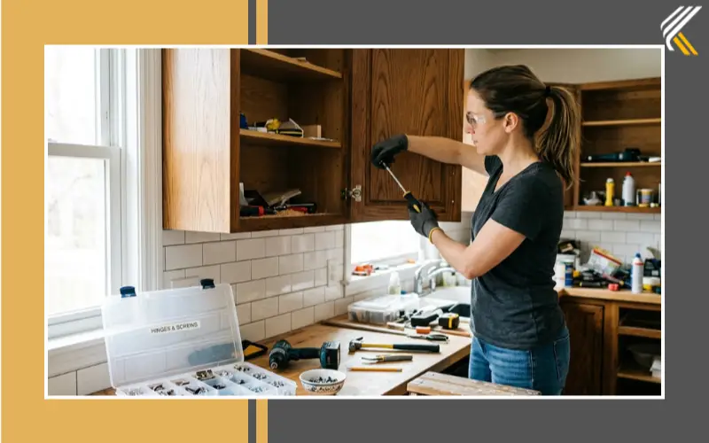 removing cabinet doors and hardware before painting kitchen cabinets