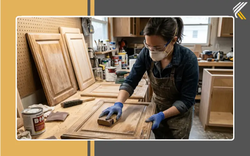sanding kitchen cabinets before painting to improve paint adhesion