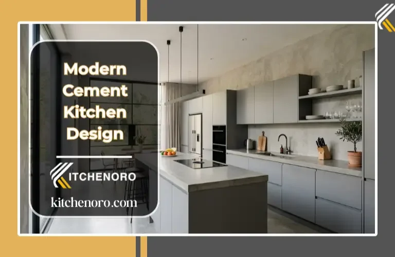 modern cement kitchen design with concrete countertops and minimalist cabinets
