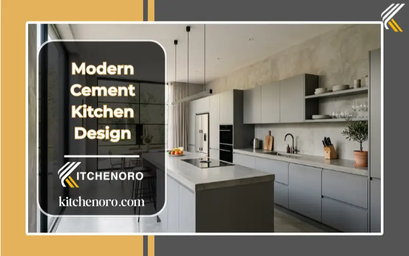 modern cement kitchen design with concrete countertops and minimalist cabinets