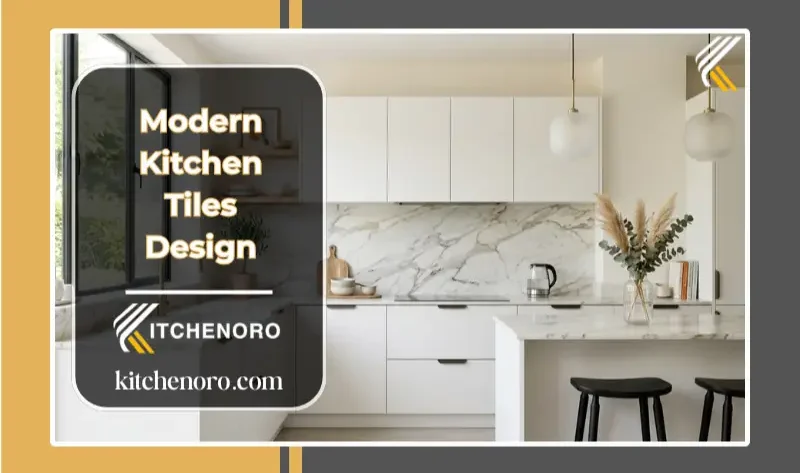 modern kitchen tiles design with marble backsplash and large format tiles