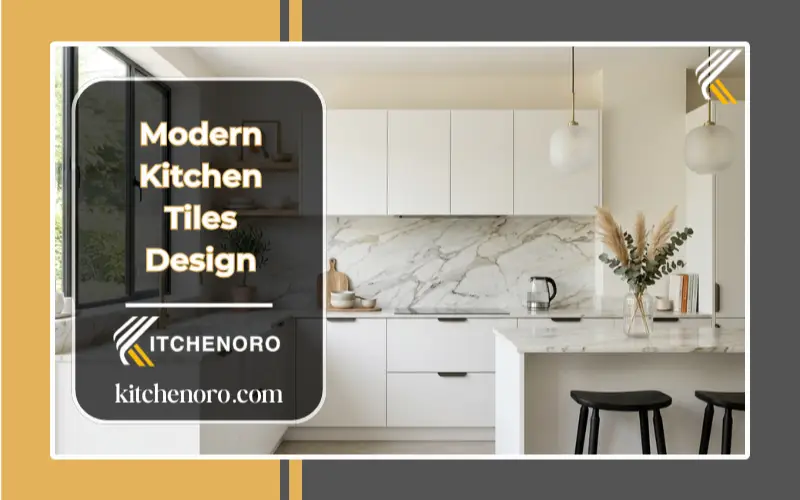 modern kitchen tiles design with marble backsplash and large format tiles