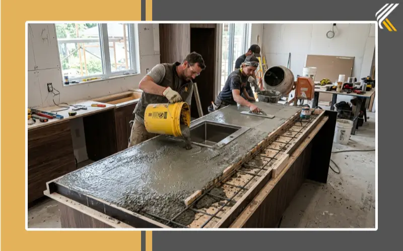 concrete kitchen countertop installation process