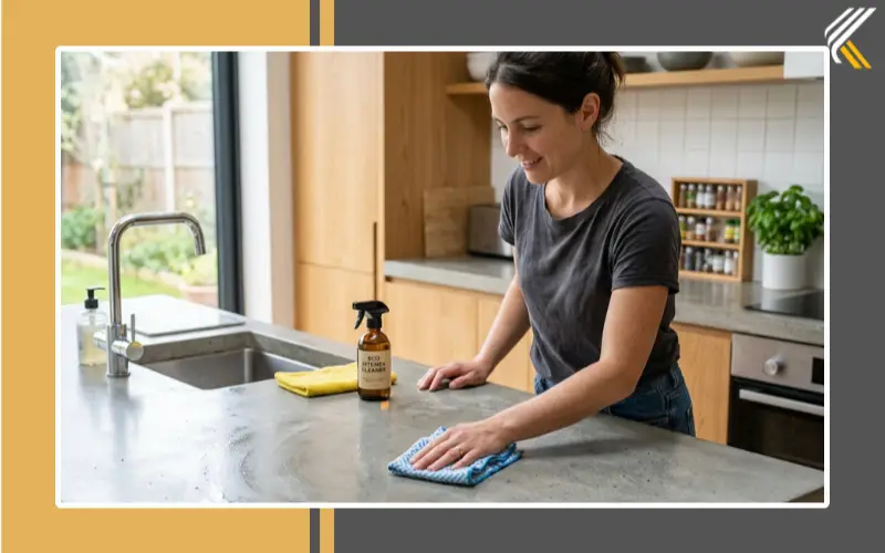 cleaning cement kitchen countertop surface