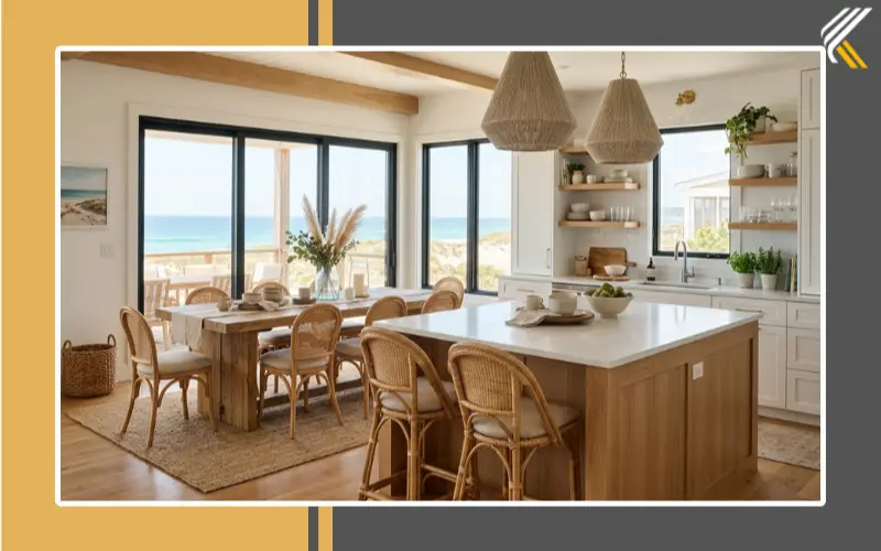 coastal kitchen with light wood textures and natural materials