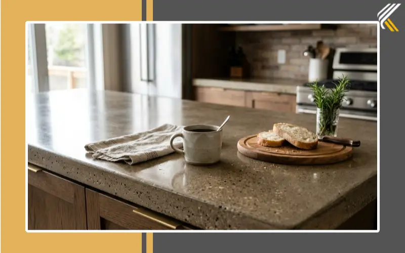 polished concrete kitchen countertops with modern island design