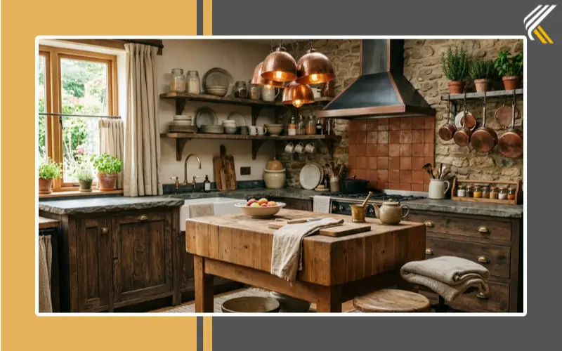layered textures in French provincial kitchen design