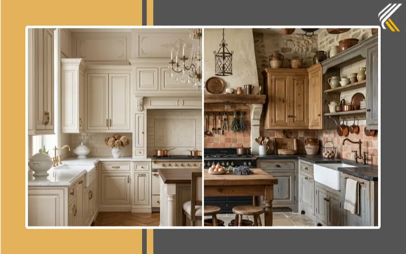 French provincial kitchen vs French country kitchen comparison