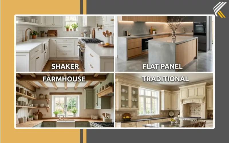 kitchen cabinet styles ideas including shaker flat panel and farmhouse
