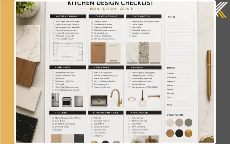 kitchen planning checklist layout materials design steps