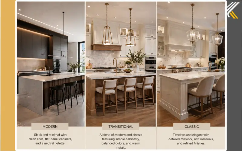 modern vs classic vs transitional kitchen design styles comparison