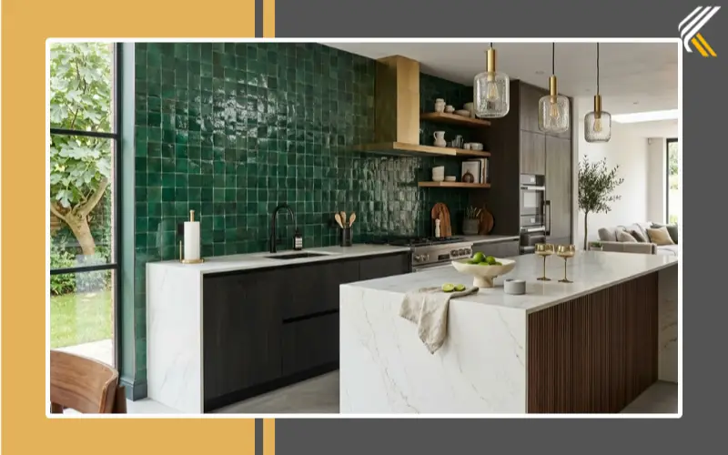 modern kitchen tile trends 2026 textured and large slab tiles