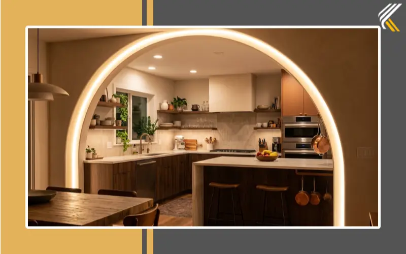 kitchen arch design ideas with LED lighting modern style