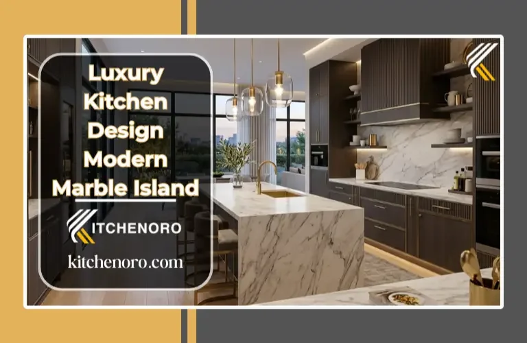 luxury kitchen design with marble island and modern layout