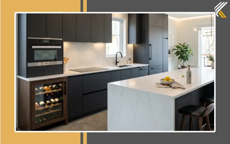 luxury kitchen with built-in appliances and hidden storage
