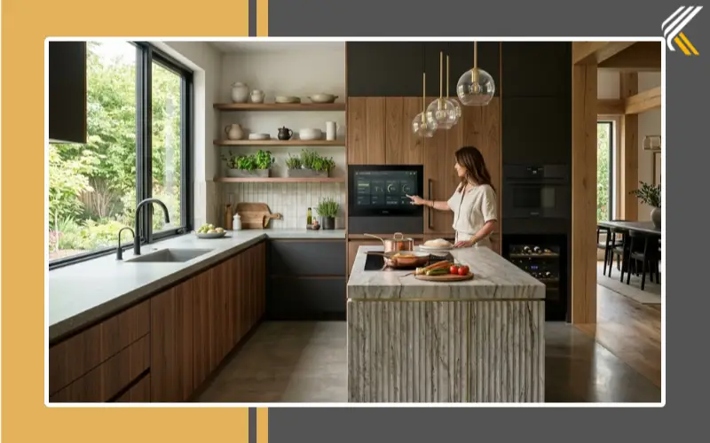 smart luxury kitchen with modern appliances and sustainable materials