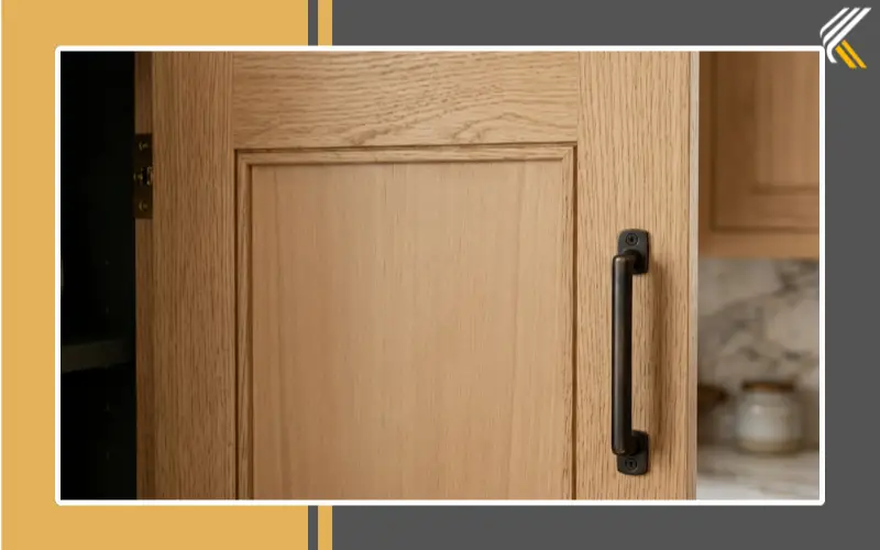 Close-up of shaker cabinet door showing recessed panel design