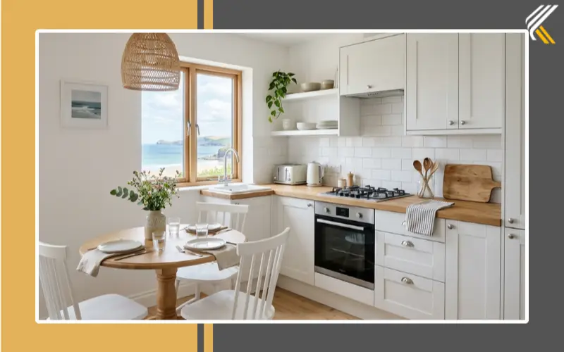 small coastal kitchen diner design with compact layout
