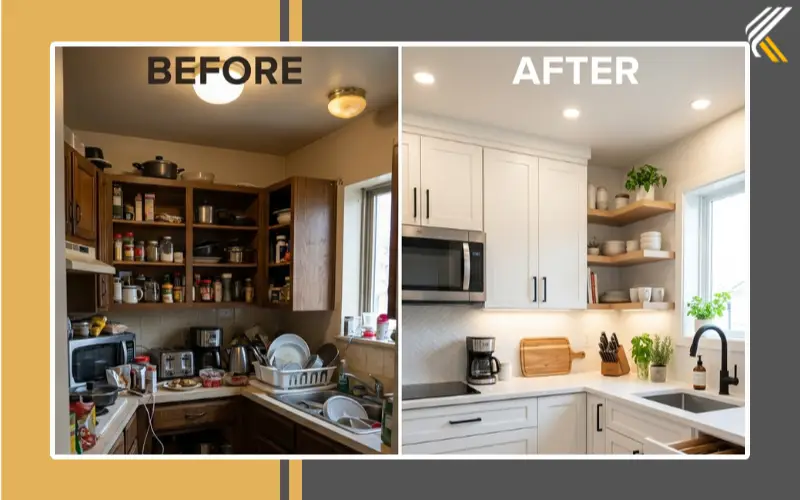 small l shaped kitchen before and after design improvement