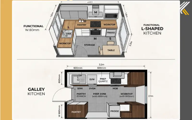 small kitchen layout low budget L shaped