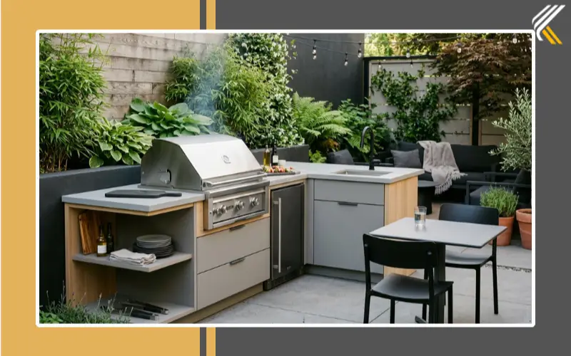 small luxury outdoor kitchen compact modern design