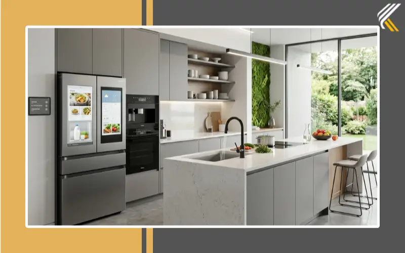 smart luxury kitchen with modern appliances and technology