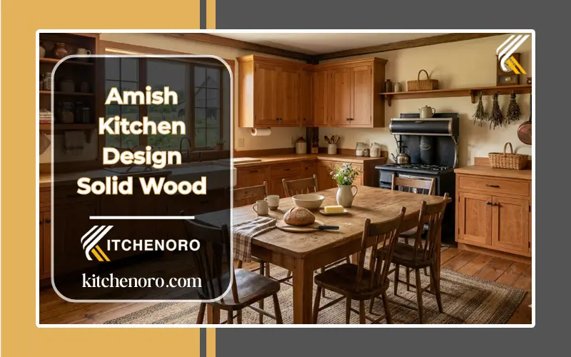 Amish kitchen design with solid wood cabinets and farmhouse table