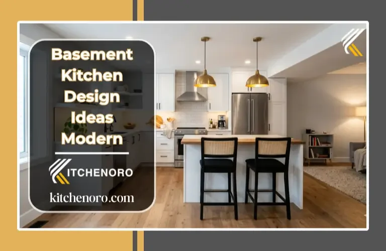 modern basement kitchen design ideas with bright lighting and white cabinets