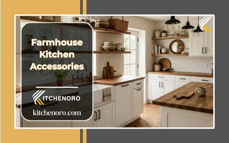 Cozy modern farmhouse kitchen accessories with wood and ceramic decor